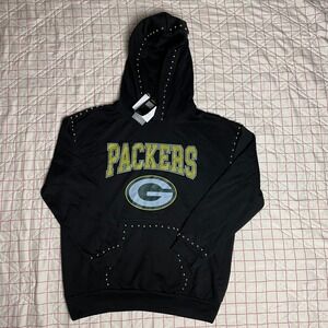 Gameday Couture Womens XL Black Green Bay Packers Studded Hoodie NFL Fanatics